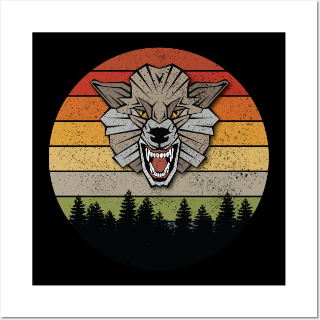 wild wolf retro design Wall Art by Wolf Clothing Co